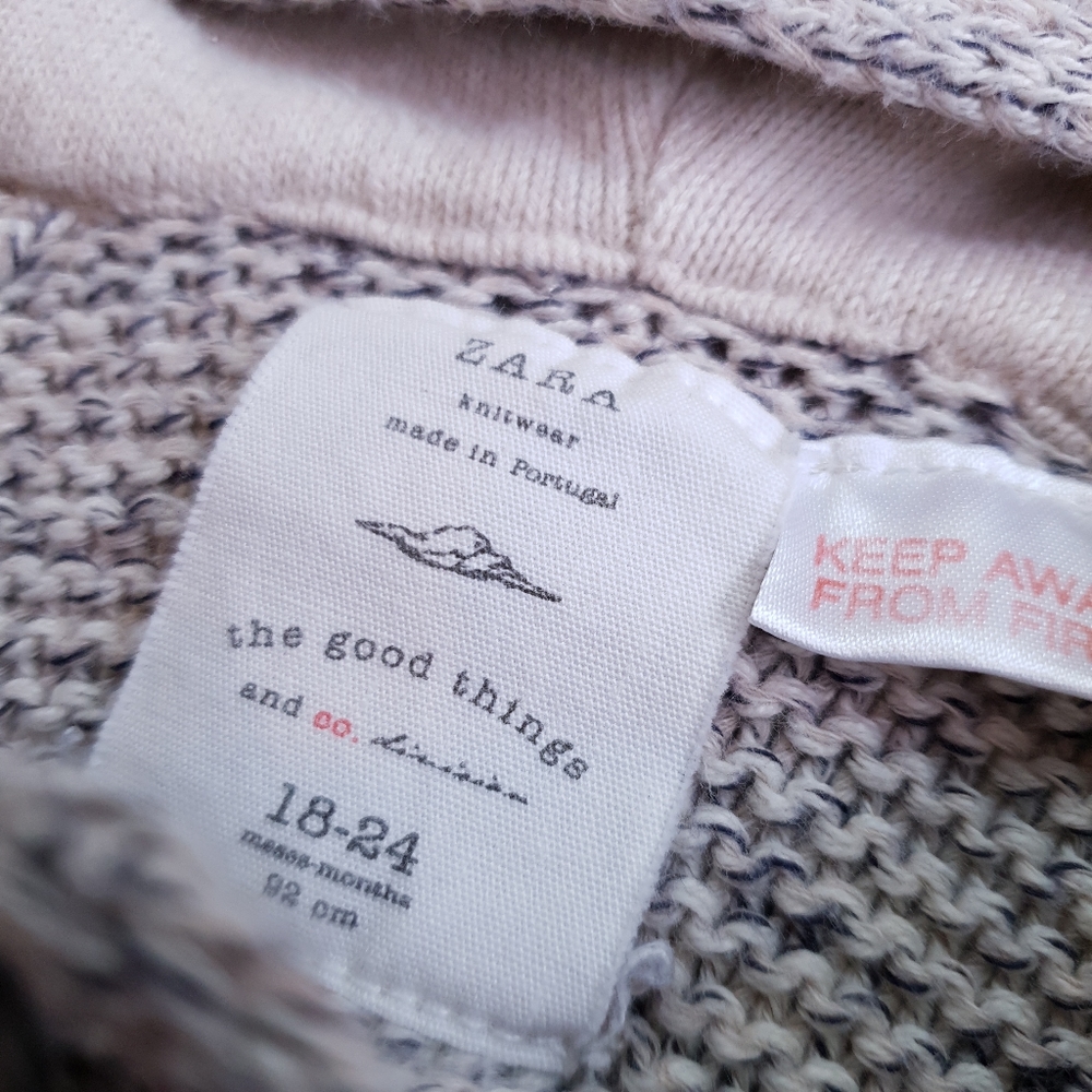 ZARA Baby Girl Hoodie Jacket Knitwear 18-24M - Picture 2 of 7